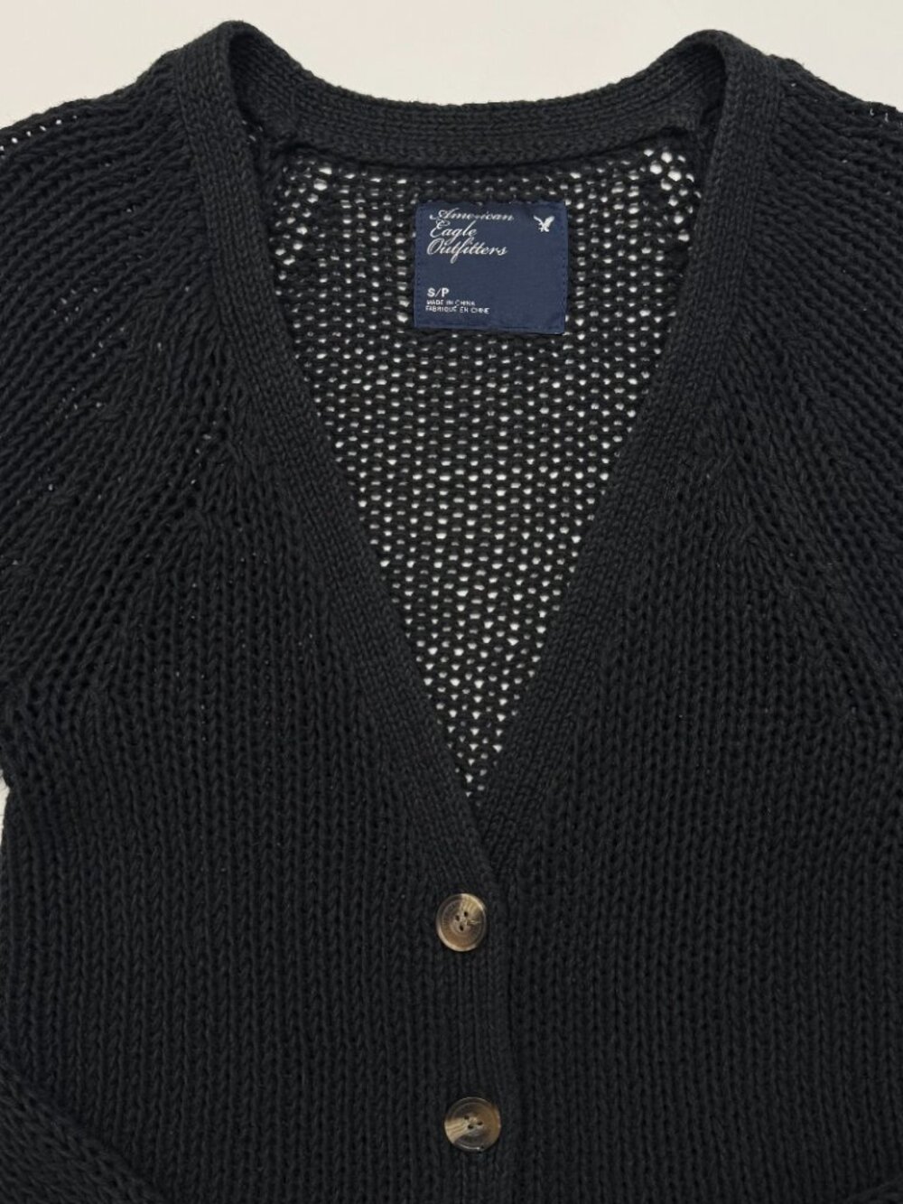 American Eagle Vintage Black Knit Cardigan Sweater Women's Small Button Front - Picture 3 of 11